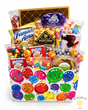 Birthday Blast candy and treats gift filled with colorful candy, local fudge, cookies, caramel popcorn, jelly beans and nostalgic sweets by BB Baskets Calgary