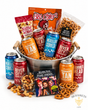 I Love Beer gift basket with local craft beer, Big Chief beef jerky, pretzels, mixed nuts and coaster set by BB Baskets Calgary