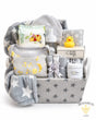 Moon and Stars Baby Gift Basket with blanket, onesie, baby shoes, washcloths and locally made baby care by BB Baskets Calgary