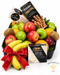 Old Fashion Treats fresh fruit gift basket with seasonal fruit, Brie cheese, artisan crackers and Pirouline wafer cookies by BB Baskets Calgary