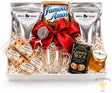 Steeped tea gift basket with Beez Teaz loose-leaf teas, mug, tea steeper, honey, Cashew Roca and cookies by BB Baskets Calgary
